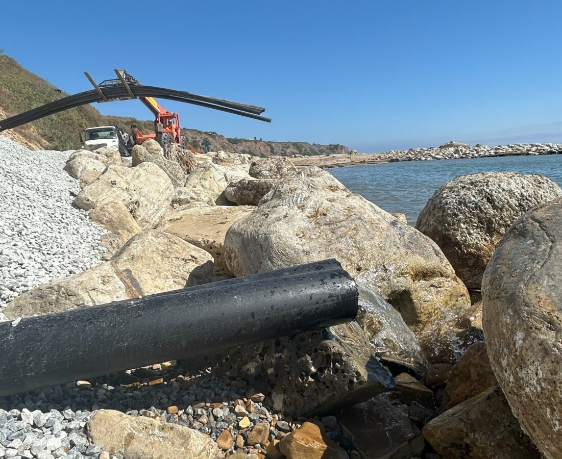 Water from dewatering pumps at Abalone Cove flows into the ocean. Photo courtesy of RPV