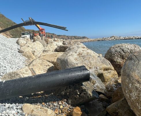Water from dewatering pumps at Abalone Cove flows into the ocean. Photo courtesy of RPV