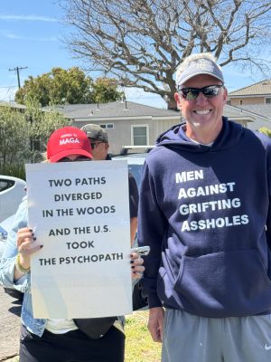 South Bay Hands Off! protestors join Trump protests nationwide